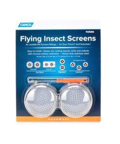 Camco Flying Insect Screen | Features a Heavy-Duty Stainless Steel Mesh Cover and Fits Most Duo-therm and Suburban Furnace Vents (42141) 2 Count (Pack of 1) 2 Count (Pack of 1) FUR200 34 81vJMlwKQnL