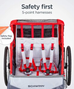 Schwinn Echo, and Trailblazer Child Bike Trailer, Single and Double Baby Carrier, Canopy, 16-20-inch Wheels Trailblazer - 2 Seat Red 12 81vKE R FcL
