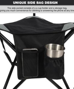 REDCAMP 2 Pack Tripod Camping Chairs Folding Lightweight, Portbal 3 Legged Tripod Stool Seat with Backrest, Small Travel Chairs Compact for Adults Fishing Hunting, Black 13 81vLGuU7AuL