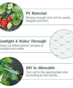CandyHome 13Ft x 33Ft Anti Bird Protection Mesh Garden Netting Seedlings Plants Flowers Fruit Trees Vegetables from Rodents Deer Reusable Fencing, 13Ft x 33Ft, Green 15 81vNBuEHyL
