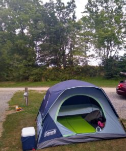 Coleman Skydome Camping Tent, 2/4/6/8 Person Family Dome Tent with 5 Minute Setup, Strong Frame can Withstand 35MPH Winds, Roomy Interior with Extra Storage Included Blue 4-person 46 81vNjC4He L