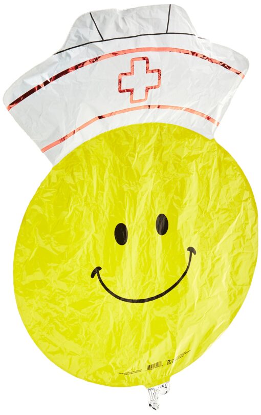 Betallic Smiley Nurse Foil Balloon, 28", Yellow/White