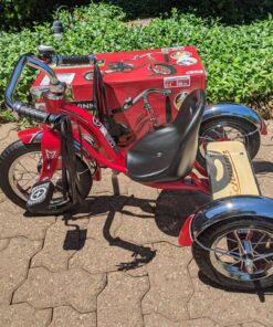 Schwinn Roadster Bike for Toddler, Kids Classic Tricycle, Low Positioned Steel Trike Frame with Bell and Handlebar Tassels, Rear Deck Made of Genuine Wood, for Boys and Girls Ages 2-4 Year Old, Red 38 81vPB33K 3L