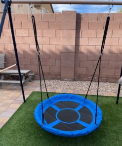 SUPER DEAL 40 Inch Blue Saucer Tree Swing Set for Kids Adults 800lb Weight Capacity Waterproof Flying Swing Seat Textilene Fabric with Adjustable Hanging Ropes for Outdoor Playground, Backyard 31 81vR Ko 9L