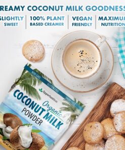 Opportuniteas Coconut Milk Powder Organic - Non Dairy Vegan Creamer For Coffee, Tea, Smoothies, Yogurt & Cooking - Full Fat & Unsweetened For Keto & Paleo Diet - Dried & Powdered at a Low Temperature 10 81vRk0LdxDL