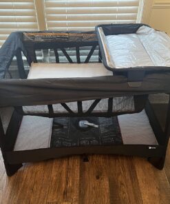 4moms Breeze Plus Portable Playard with Removable Bassinet and Baby Changing Station, Easy One-Handed Setup, from The Makers of The mamaRoo 26 81vSdstCa6L