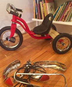 Schwinn Roadster Bike for Toddler, Kids Classic Tricycle, Low Positioned Steel Trike Frame with Bell and Handlebar Tassels, Rear Deck Made of Genuine Wood, for Boys and Girls Ages 2-4 Year Old, Red 32 81vUGBeYF5L 1