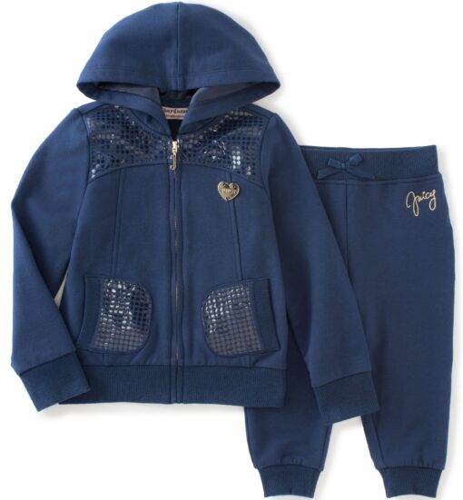 Two Piece Velour Juicy Couture Jog set Little Girls 6 Navy