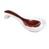 MyGift® White Ceramic Spoon Rest with Dot Design, Countertop Cooking Spoon and Ladle Holder