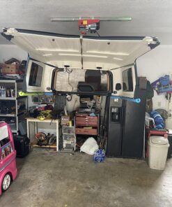 Partsam 440Lbs Lift Electric Hoist Crane Remote Control Power System, 110V Electric Hoist Zinc-Plated Steel Wire Overhead Crane Garage Ceiling Pulley Winch w/Straps (w/Emergency Stop Switch) 43 81vXVJi7tYL