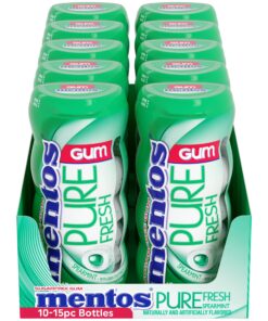 Mentos Pure Fresh Sugar-Free Chewing Gum with Xylitol, Spearmint, 15 Piece Bottle (Bulk Pack of 10) Pocket Bottle 15 Count (Pack of 10) 7 81vYSyCASnL