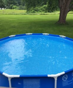 INTEX 28031E Pool Cover: For 12ft Round Metal Frame Pools – Includes Rope Tie – Drain Holes – 10in Overhang – Snug Fit 12-Foot 23 81vYr8l OCL