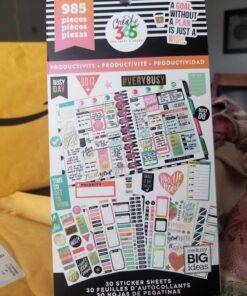 me & my BIG ideas Sticker Value Pack - The Happy Planner Scrapbooking Supplies - Productivity Theme - Multi-Color & Gold Foil - Great for Projects, Scrapbooks & Albums - 30 Sheets, 985 Stickers Total 67 81vZ2LZFhXL