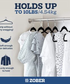 Zober Velvet Hangers 50 Pack - Heavy Duty Black Hangers for Coats, Pants & Dress Clothes - Non Slip Clothes Hanger Set - Space Saving Felt Hangers for Clothing 22 81vdiIs2fSL