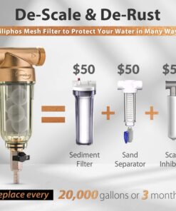 Alternative view of iSpring WSP-50SL Reusable Whole House Spin Down Sediment Water Filter Softener, Includes Siliphos Helps Prevent Scale and Corrosion, 1" MNPT + 3/4" FNPT, 50 Micron