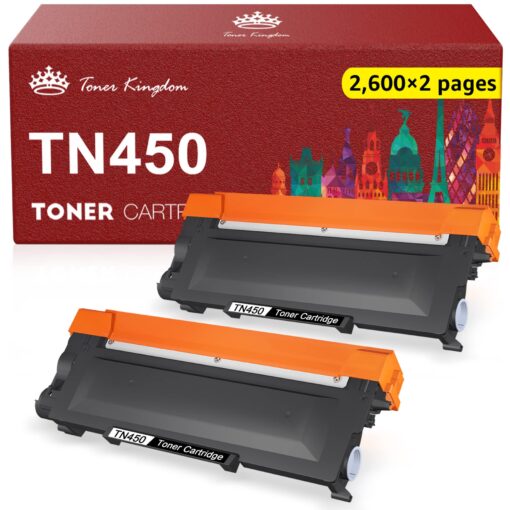 Toner Kingdom Compatible Toner Cartridge Replacement for Brother TN450 TN420 TN-450 TN-420 for HL-2270DW HL-2280DW HL-2240 HL-2230 MFC-7360N MFC-7860DW IntelliFax-2840 2940 DCP-7065DN Printer(2 Black)