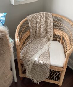 DII Rustic Farmhouse Double Diamond Woven Throw, 50x60, Stone 37 81vhPt1kKpL