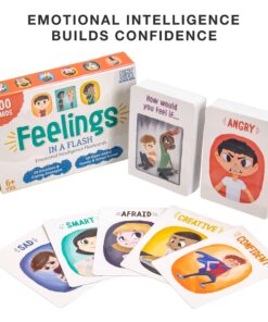 Feelings in a Flash - Emotional Intelligence Flashcard Game - Toddlers & Special Needs Children - Teaching Empathy Activities, Coping & Social Skills - 50 Scenario Cards, 50 Reaction Faces 10 81vhRyVN1VL 1