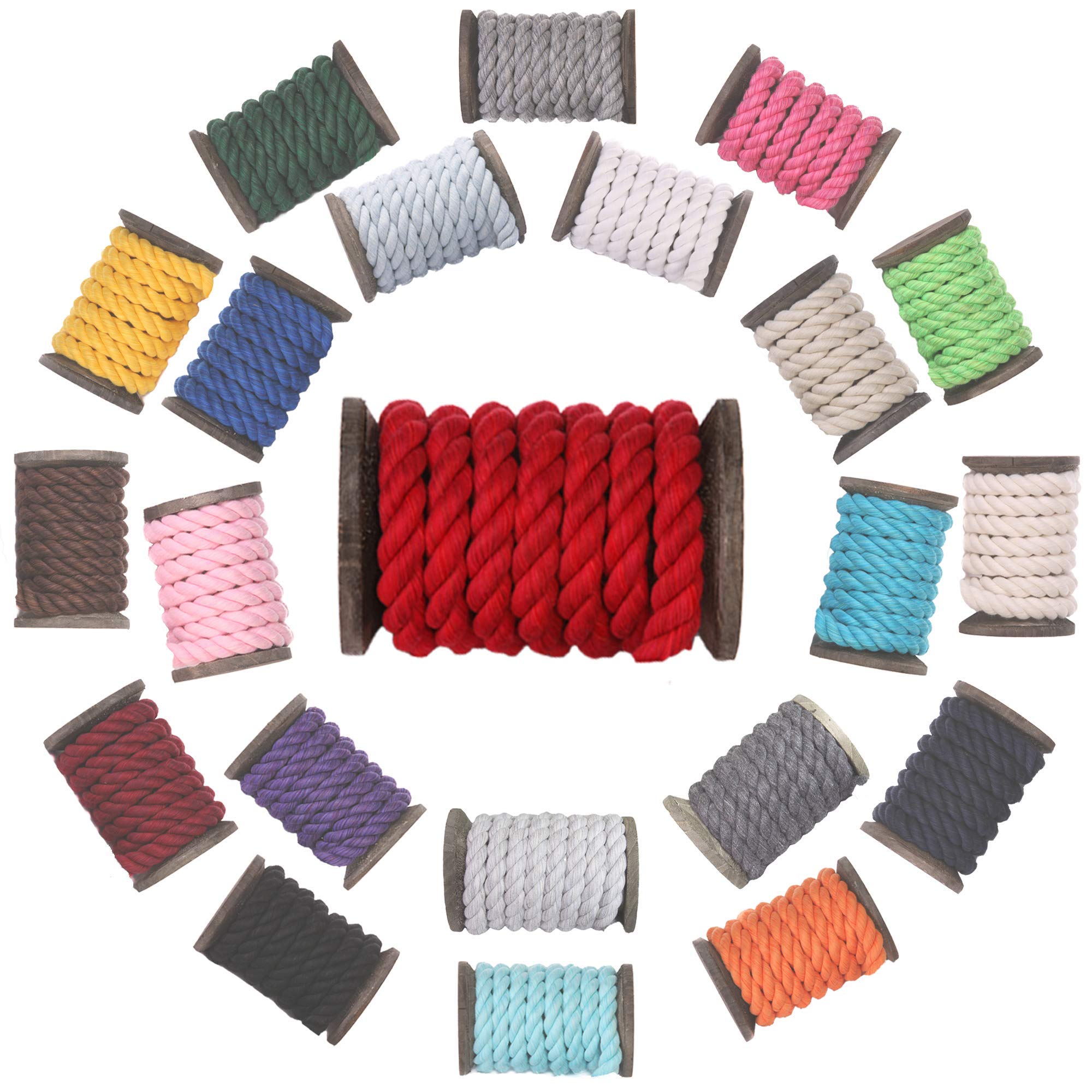 Ravenox Natural Twisted Cotton Rope | Made in The USA | Strong Triple-Strand Cordage for Sports, Décor, Pet Toys, Crafts, Macramé & Indoor Outdoor Use| by The Foot & Diameter (Multiple Color) Red 1/2 Inch x 640 Feet 3 Ravenox Natural Twisted Cotton Rope | Made in The USA | Strong Triple-Strand Cordage for Sports, Décor, Pet Toys, Crafts, Macramé & Indoor Outdoor Use| by The Foot & Diameter (Multiple Color) Red 1/2 Inch x 640 Feet - Image 3