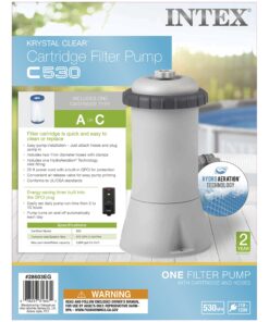 INTEX C530 Krystal Clear Cartridge Filter Pump for Above Ground Pools: 530 GPH Pump Flow Rate – Improved Circulation and Filtration – Easy Installation – Improved Water Clarity – Easy-to-Clean 530 Gallons Per Hour 18 81vhX3uGwCL