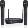 Pyle Channel Microphone System-VHF Fixed Dual Frequency Wireless Set with 2 Handheld Dynamic Transmitter Mics, Receiver Base-for PA, Karaoke, Dj Party (PDWM2135) , Black 17 81vi3UJ68jL