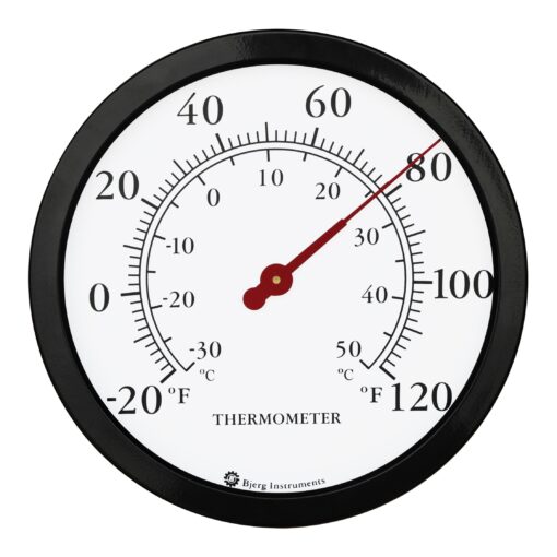 12" Steel Enclosure Decorative Indoor/Outdoor Patio Wall Thermometer (Black) Black