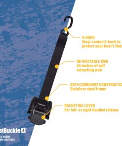 BoatBuckle G2 Stainless Steel Retractable Transom Tie-Down (Black), 1 Pair 24 81vk2qXB4iL