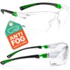 NoCry Clear Safety Glasses for Men and Women; Lightweight Work Glasses with Adjustable Frames and No-Slip Grips; Scratch Resistant Anti Fog Safety Glasses with Superior UV Protection, ANSI Z87.1 Rated Black & Green 1 49 81vlGVMfbL