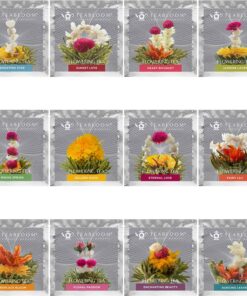 Teabloom Flowering Tea - 12 Unique Varieties of Fresh Blooming Tea Flowers - Hand-Tied Natural Green Tea Leaves & Edible Flowers - 12-Pack Gift Canister - 36 Steeps, Makes 250 Cups 12 Count (Pack of 1) 20 81vn2JTp69L 1