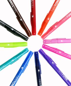 Tombow 61500 Twintone Marker Set, Bright, 12-Pack. Double-Sided Markers for Bold and Precise Writing 37 81voSj2jnDL