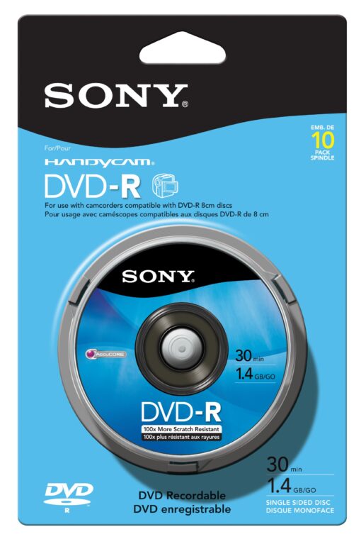 Sony 10DMR30RS1H 8cm DVD-R 10-Pack Spindle Skin Pack