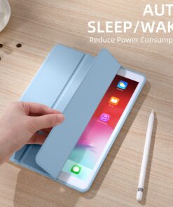 Akkerds Case Compatible with iPad 10.2 Inch 2021/2020 iPad 9th/8th Generation & 2019 iPad 7th Generation with Pencil Holder, Protective Case with Soft TPU Back, Auto Sleep/Wake Cover, Sky Blue 31 81vqoje9vKL