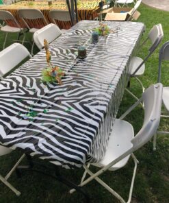 Beistle Zebra Print Tablecover, 54” x 108” – Plastic Table Cloth, Animal Print Tablecloth, Animal Safari Theme Decorations, Safari Table Cloth, Rectangular Table Cover, Zebra Stripe Decorations 19 81vs6w0G95L