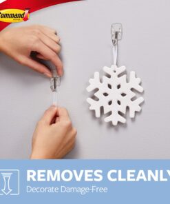 Command Small Wire Toggle Hooks, Damage Free Hanging Wall Hooks with Adhesive Strips, No Tools Wall Hooks for Hanging Christmas Decorations, 10 Clear Hooks and 12 Command Strips 10 Hooks 27 81vuFSiJZuL