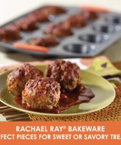 Alternative view of Rachael Ray Yum -o Nonstick Bakeware 12-Cup Muffin Tin With Grips / Nonstick 12-Cup Cupcake Tin With Grips - 12 Cup, Gray Orange Grips