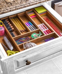 Expandable Bamboo Silverware Organizer 6-8 Slots Adjustable Amazing Drawer Inserts with Deep Dividers. EASY TO INSTALL, Storage of Flatware , Cutlery, Wooden or Stainless Utensil - Kitchen Knives 28 81vwLC IVsL