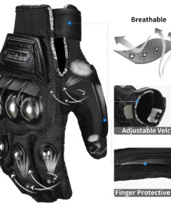 ILM Steel Knuckle Touchscreen Motorcycle BMX MX ATV MTB Motocross Dirt Bike Racing Downhill Tactical Gloves (L, Black) Model 10C Large 34 81vyqdSqX1S