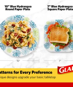 Glad Round Disposable Paper Plates for All Occasions | New & Improved Quality | Soak/ Cut Proof, Microwaveable Heavy Duty | 10" Diameter, 50 Count Bulk Plates 50 Count (Pack of 1) 17 81w AzhqJL