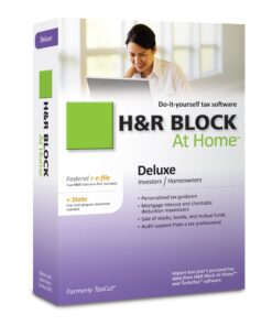 H&R Block At Home 2010 Deluxe Federal + State + eFile PC/Mac Disc Box