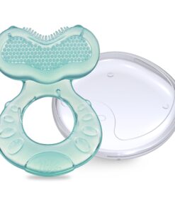 Nuby Silicone Teethe-EEZ Teether with Bristles, Includes Hygienic Case, Aqua Teal 18 81w0ksA2HML