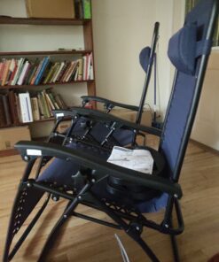 Best Choice Products Set of 2 Adjustable Steel Mesh Zero Gravity Lounge Chair Recliners w/Pillows and Cup Holder Trays, Navy Blue 48 81w1UsrSUmL