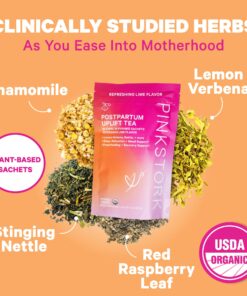Pink Stork Postpartum Uplift Tea: Hormone Balance for Women After Pregnancy, Chamomile Tea with Red Raspberry Leaf for Postpartum Recovery and Mood Support - Caffeine-Free, 15 Sachets 15 81w6 fldbEL