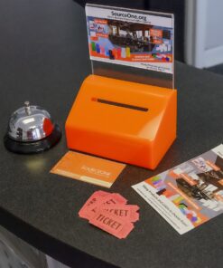 Alternative view of Acrylic Heavy Duty Donation/Ballot Box with Lock and Sign Holder Orange 1 Pack