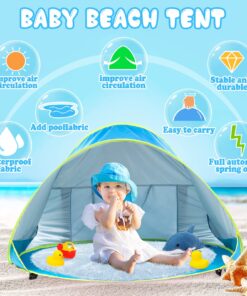 Alternative view of Monobeach Baby Beach Tent Pop Up Portable Shade Pool UV Protection Sun Shelter for Infant Blue