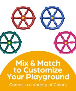 Jungle Gym Kingdom Playground Accessories - Pirate Ship Wheel for Kids Outdoor Playhouse, Treehouse, Backyard Playset Or Swingset - Wooden Attachments Parts (Green) Green Wheel 25 81w9vlZJyvS