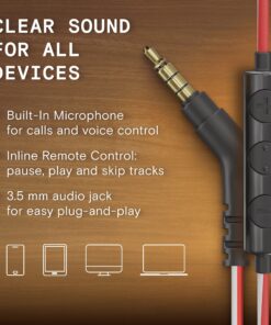 Symphonized Wired Ear buds with Microphone — 90% Noise Cancelling In Ear Headphones Wired, Ear Buds Wired, Earbuds for Computer, Android & PC — Corded Earbuds, Plug In Earphones with Mic (3.5mm Jack) Red 24 81w9ytOH0lL