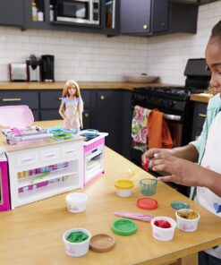 Alternative view of Barbie Kitchen Playset with Doll, Lights & Sounds, Food Molds, 5 Dough Colors and 20+ Accessories Standard