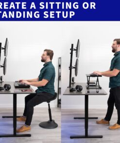 VIVO Dual Monitor Desk Mount Stand with Height Adjustment and VESA Plates for 2 LCD Ultrawide Screens up to 34 inches, Stacked Array, STAND-V002R Black 28 81wCs4GQLoL