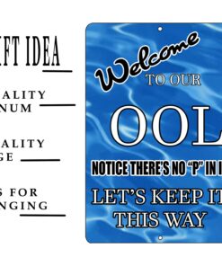 Alternative view of Rogue River Tactical Funny Swimming Pool Sign Metal Tin Sign Indoor Outdoor No Pee in Pool OOL Swim