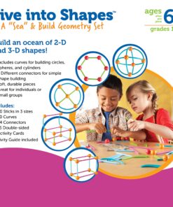 Learning Resources Dive into Shapes! A Sea and Build Geometry Set, 129 Pieces Multicolor 20 81wHGUahhHS